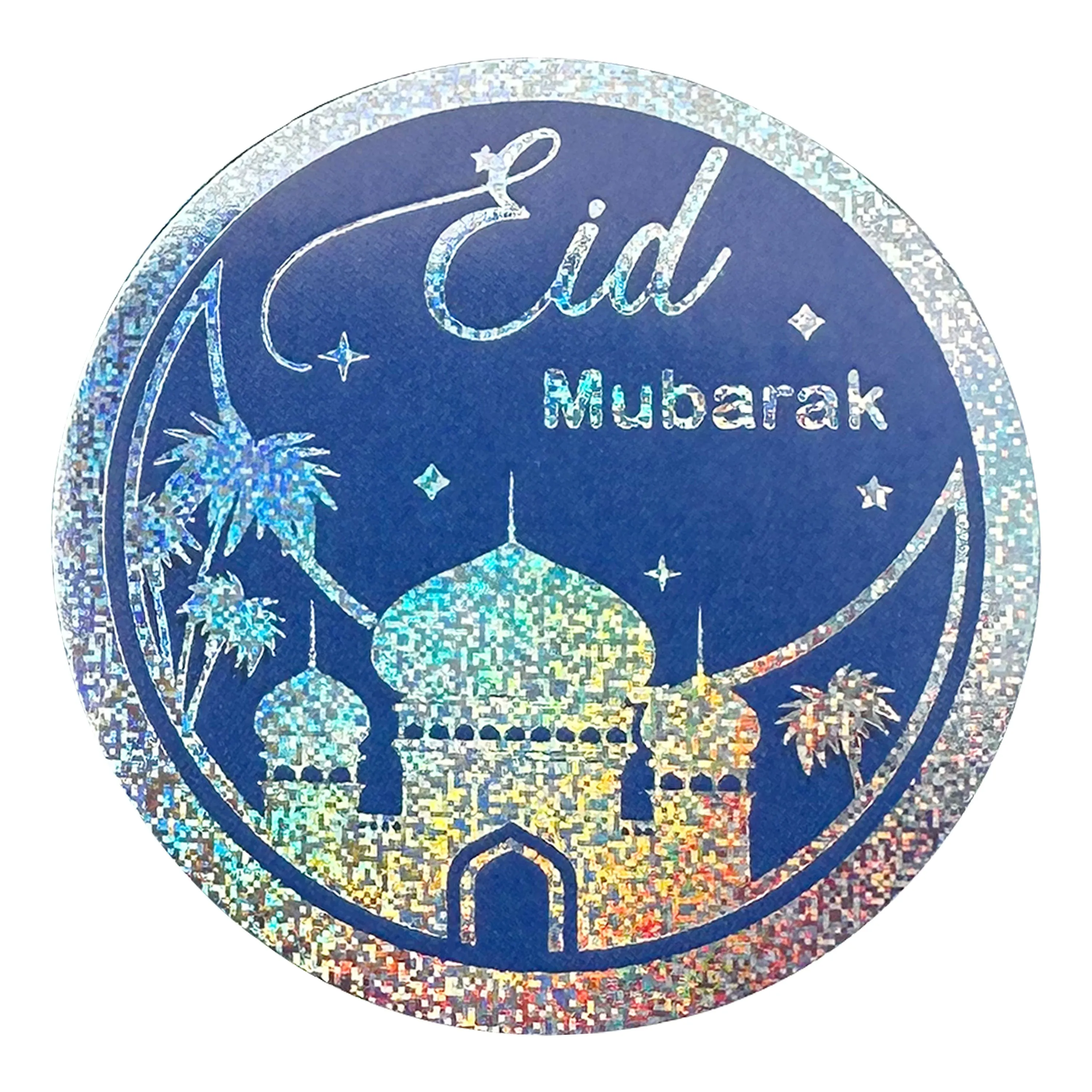 Eid Blue and Silver Silver Stamping Foil Sticker