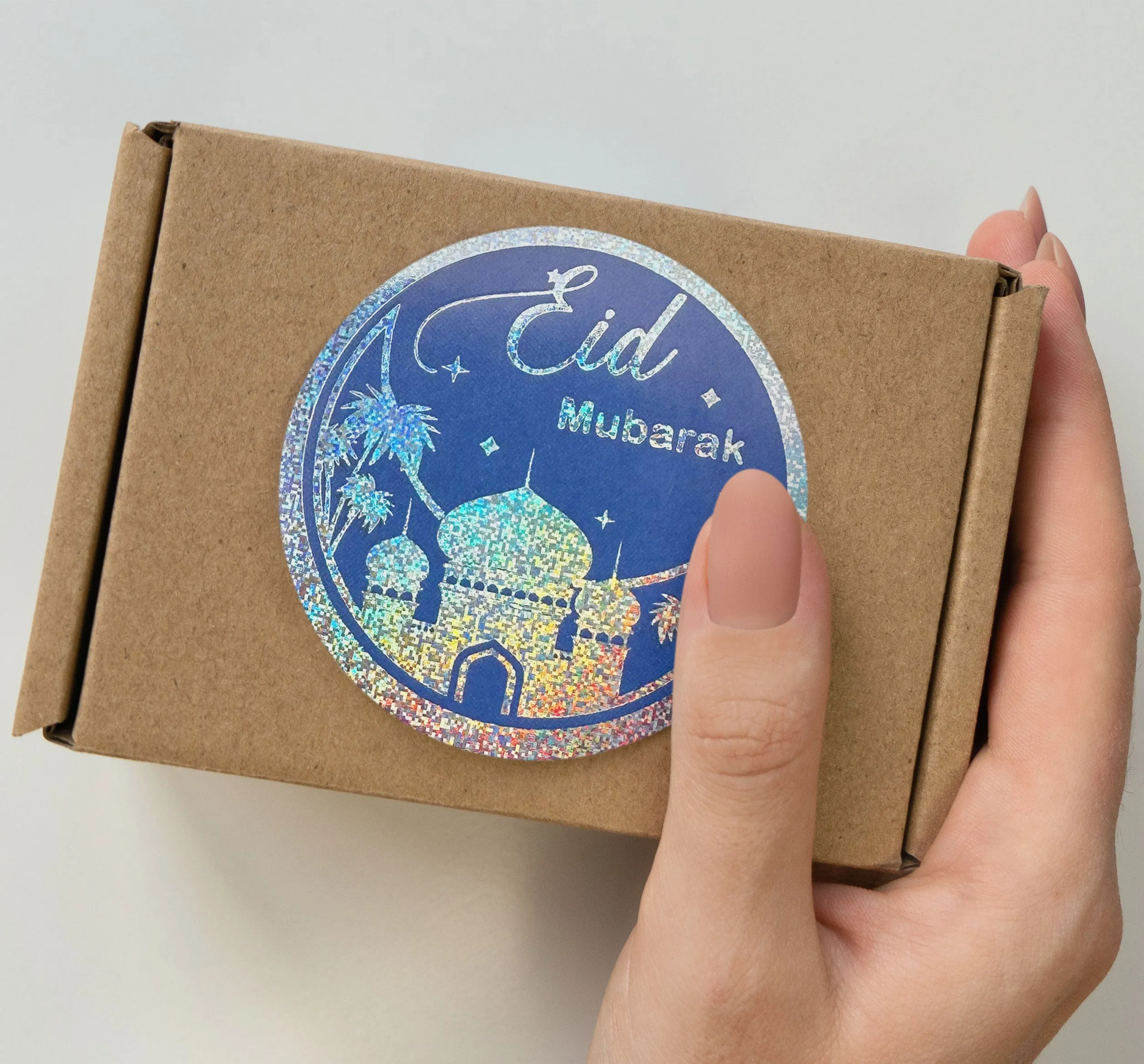Eid Blue and Silver Silver Stamping Foil Sticker