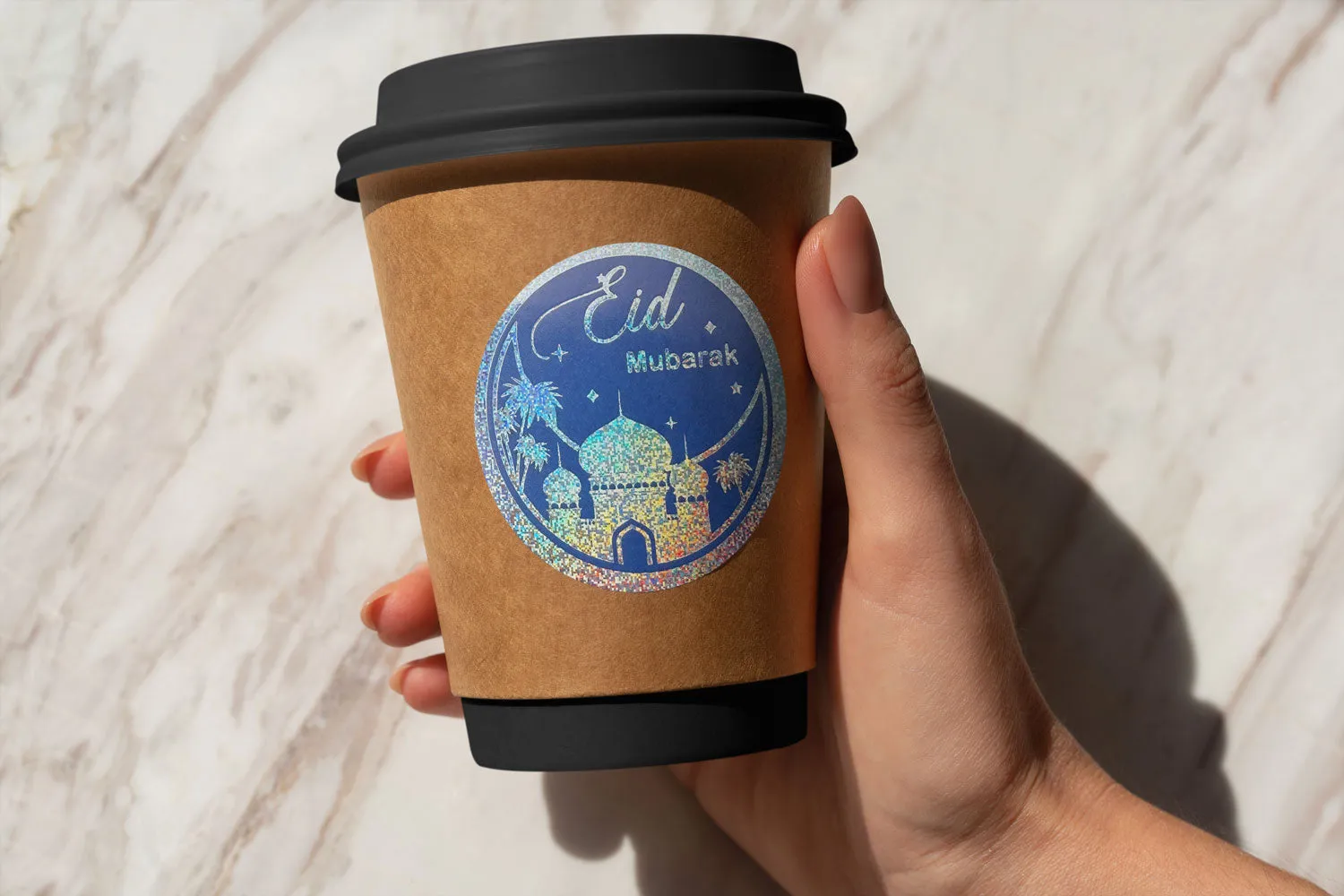 Eid Blue and Silver Silver Stamping Foil Sticker