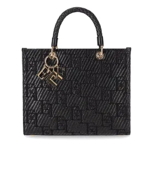 Elisabetta Franchi Black Jacquard Raffia Handbag