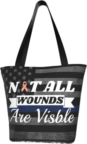 Endometrial Cancer Awareness Not All Wounds Are Visible Fashion Shoulder Bag Large Capacity For Man Or Woman