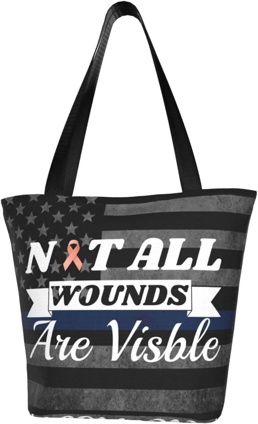 Endometrial Cancer Awareness Not All Wounds Are Visible Fashion Shoulder Bag Large Capacity For Man Or Woman