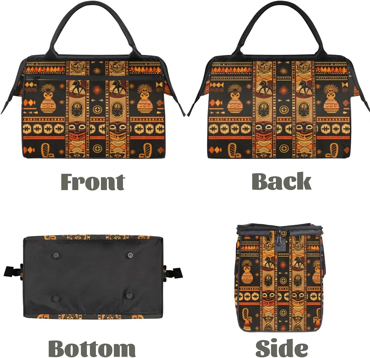 Ethnic Abstract Egypt Weekender Overnight Bag for Women Waterproof Carry On Travel Duffle Bags with Pocket Lightweight Sports Gym Tote Bag Large Luggage Workout Personal Item Hospital Bags