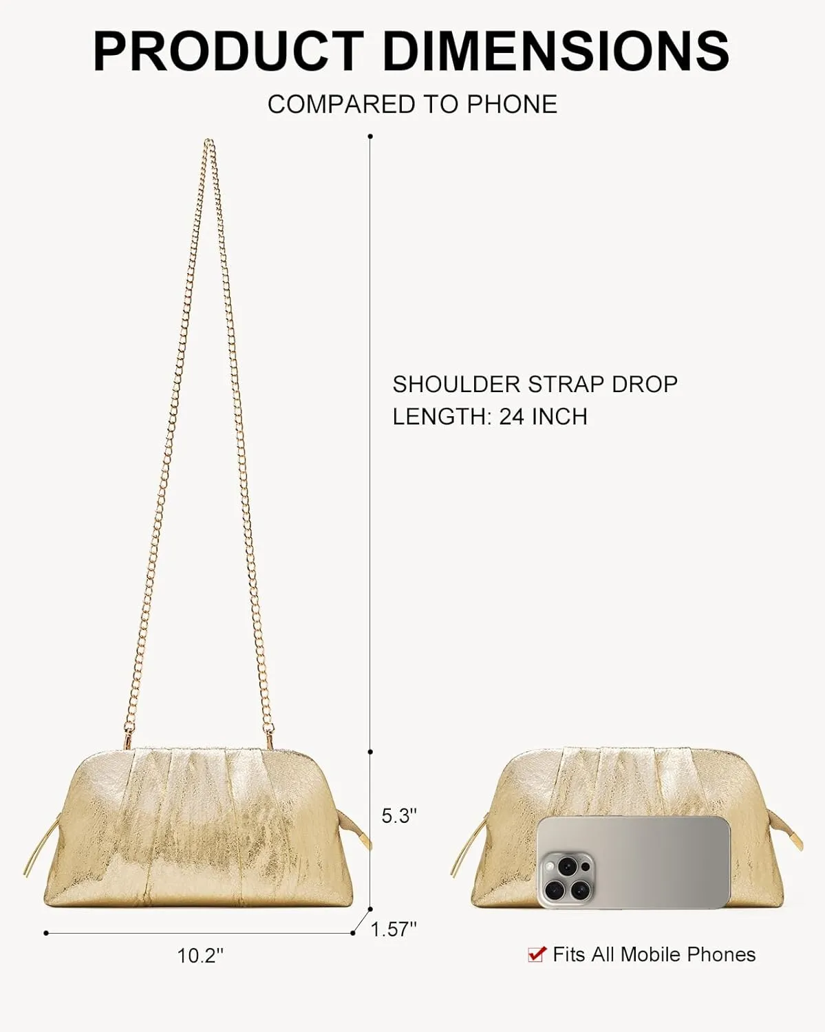 Evening Bag Clutch Purses for Women Ladies Handbag for Wedding Guest Formal Party Cocktail Prom with Detachable Chain