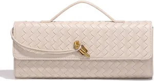 Evening Woven Crossbody Bags for Women Casual Fashion Shoulder Handbag Vegan Leather Clutch Purse