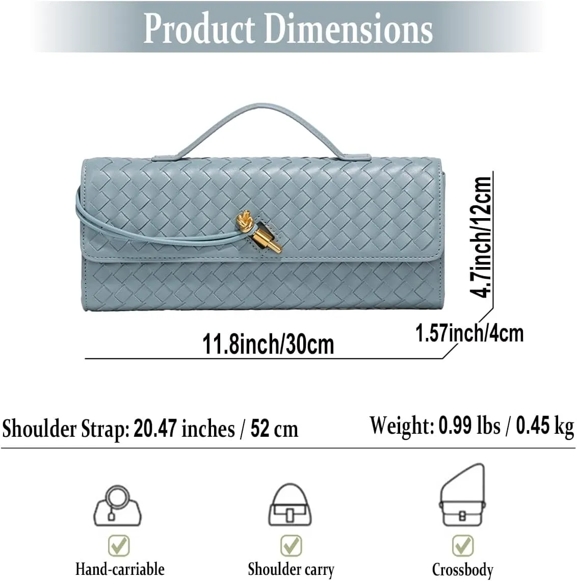 Evening Woven Handbag for Women Casual Fashion Crossbody Bags Vegan Leather Shoulder Handbag for Cocktail Party, Work