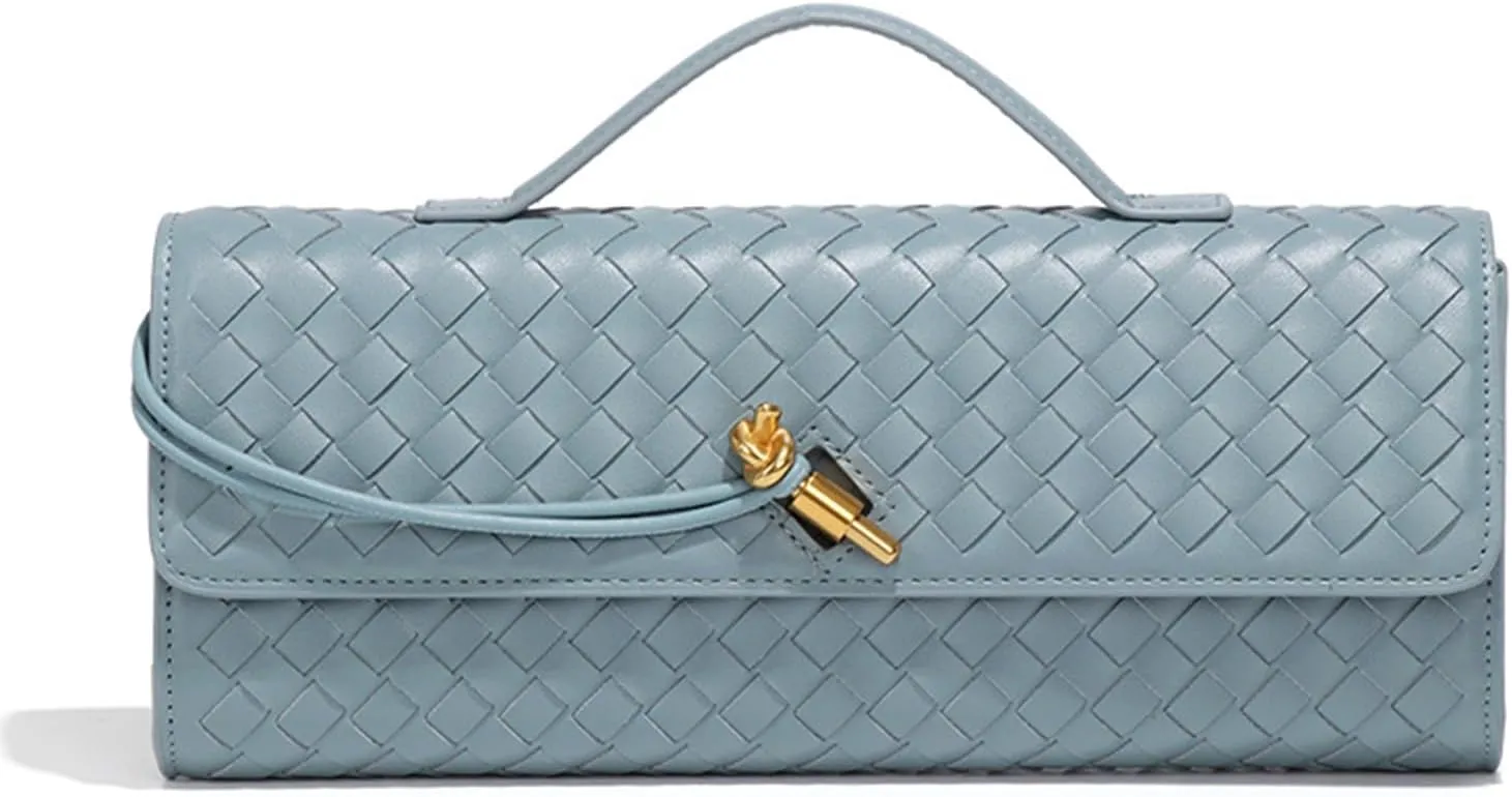 Evening Woven Handbag for Women Casual Fashion Crossbody Bags Vegan Leather Shoulder Handbag for Cocktail Party, Work