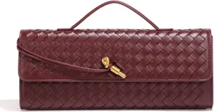 Evening Woven Handbag for Women Casual Fashion Crossbody Bags Vegan Leather Shoulder Handbag for Cocktail Party, Work