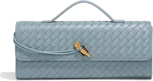 Evening Woven Handbag for Women Casual Fashion Crossbody Bags Vegan Leather Shoulder Handbag for Cocktail Party, Work