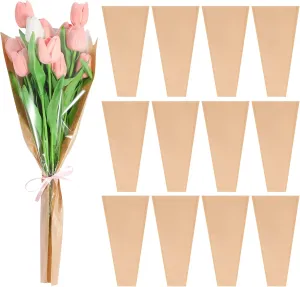 EXCEART 50pcs Flower Bouquet Bag Paper Bouquet Sleeve Flower Wrapping Paper Floral Bouquet Gift Packaging Supplies for Birthday Wedding New Year Party