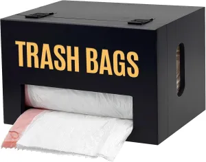 Extra Large Black Bamboo Trash Bag Organizer Roll Holder, Fits Costco & Sam's Club Jumbo Rolls, Under-Sink, Cabinet & Wall Mount Dispenser, Garbage Bag Storage for Kitchen, Pantry, Garage