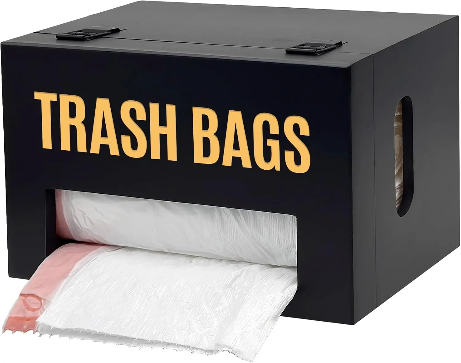 Extra Large Black Bamboo Trash Bag Organizer Roll Holder, Fits Costco & Sam's Club Jumbo Rolls, Under-Sink, Cabinet & Wall Mount Dispenser, Garbage Bag Storage for Kitchen, Pantry, Garage