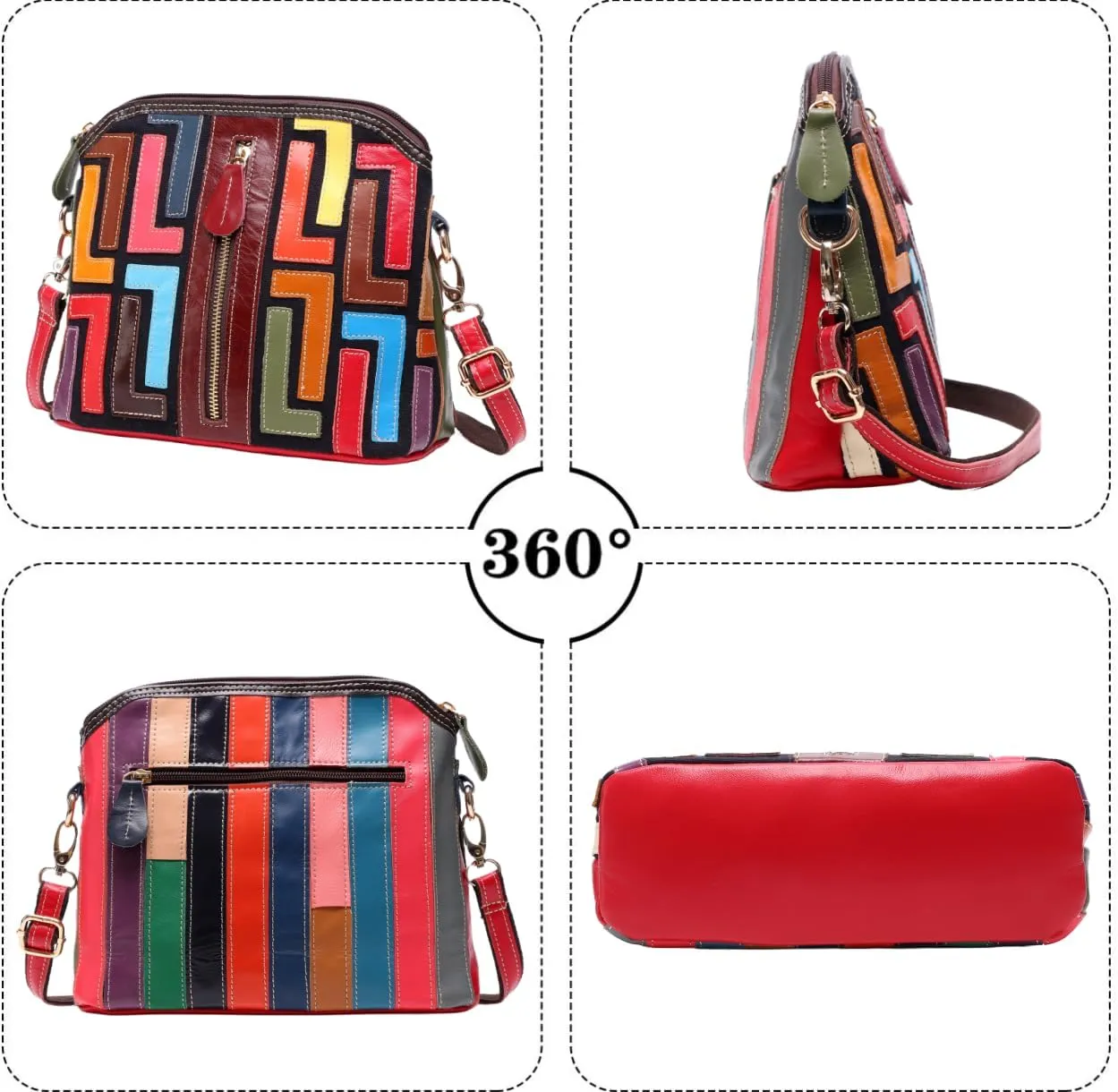 Eysee Crossbody Bag Women Multicolor, Leather Handbag Colorful Purses (Multicolour5)