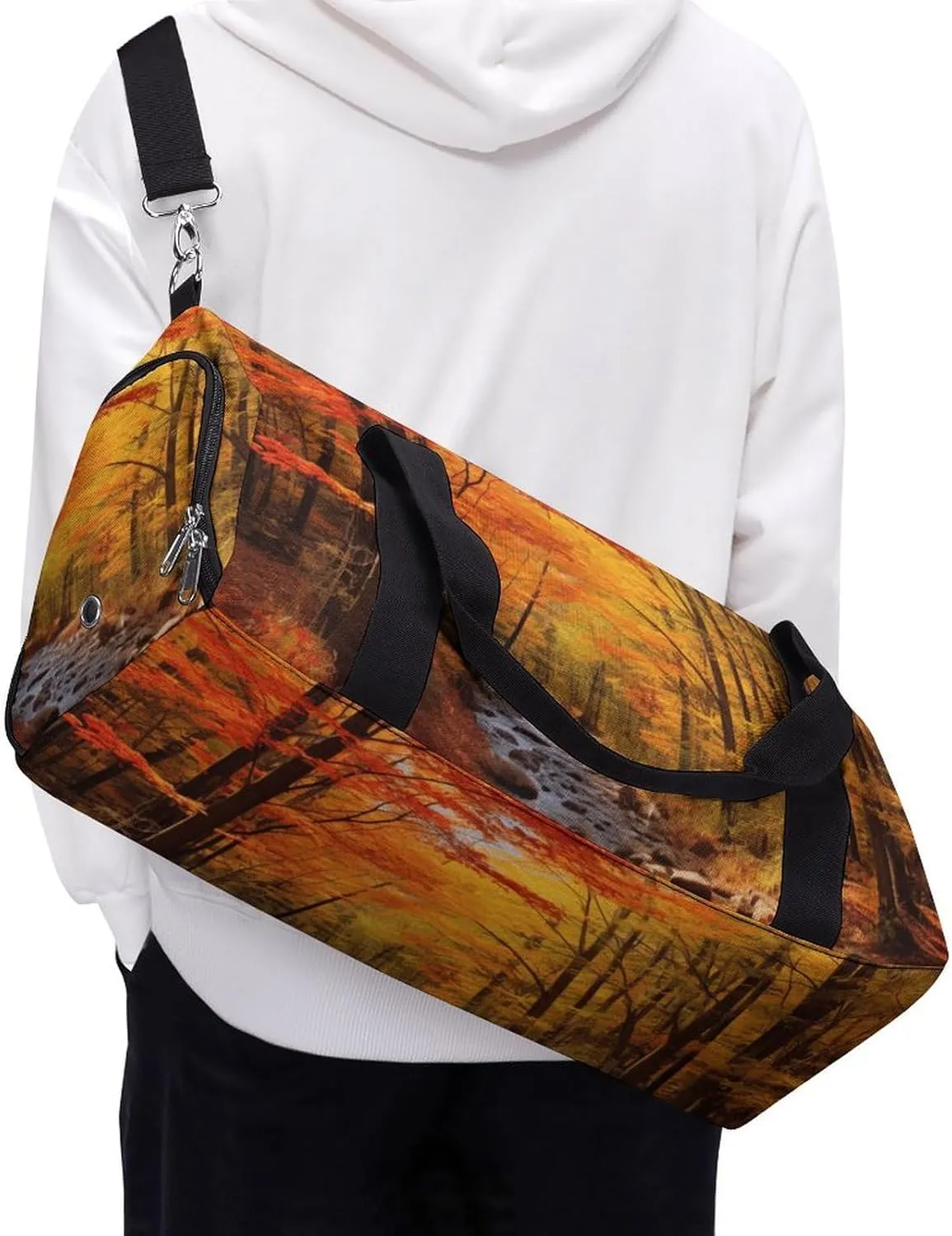 Fall Foliage Sports Gym Bag Carry on Holdalls for Men Small Duffel Bags for Women with Shoe Compartment