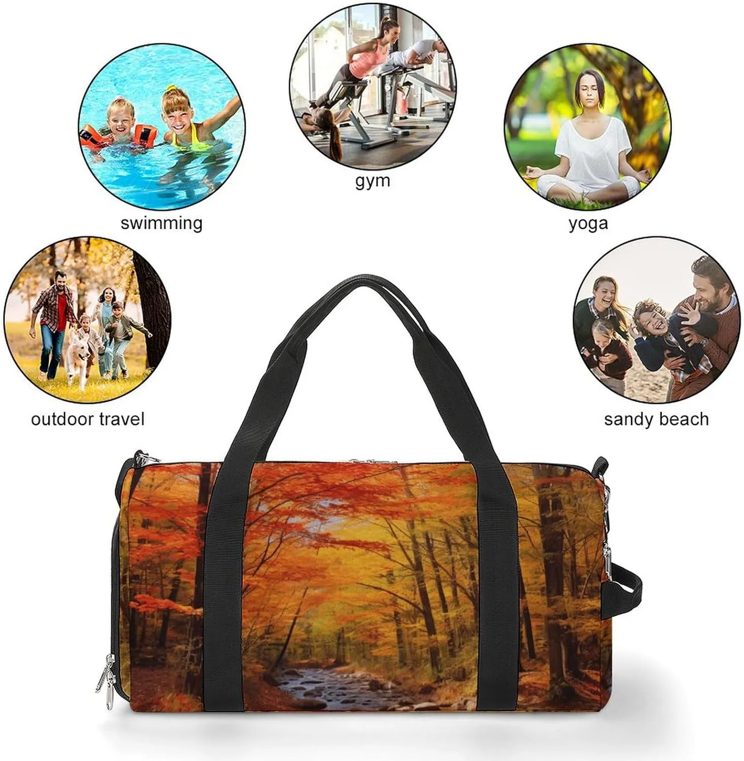 Fall Foliage Sports Gym Bag Carry on Holdalls for Men Small Duffel Bags for Women with Shoe Compartment