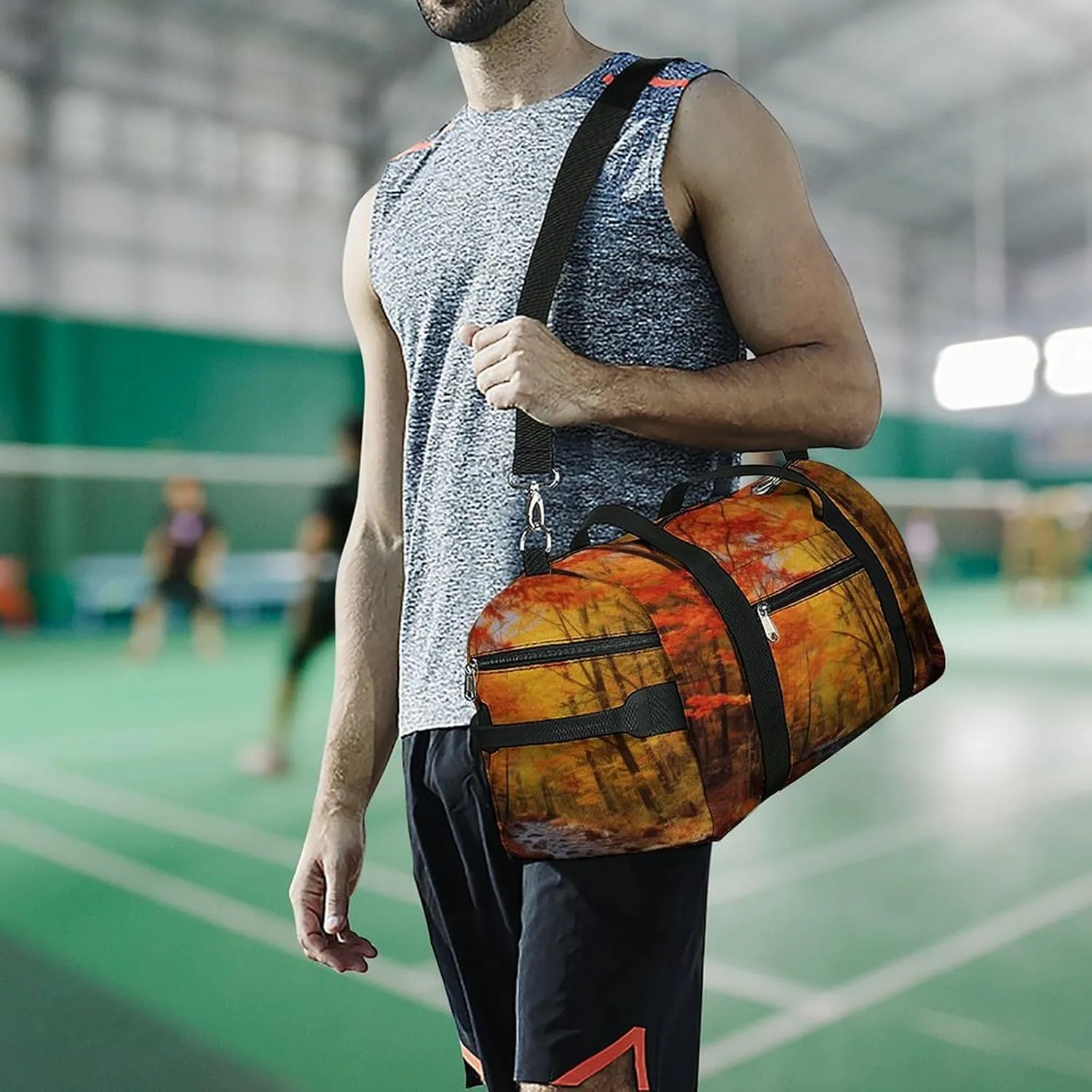 Fall Foliage Sports Gym Bag Carry on Holdalls for Men Small Duffel Bags for Women with Shoe Compartment