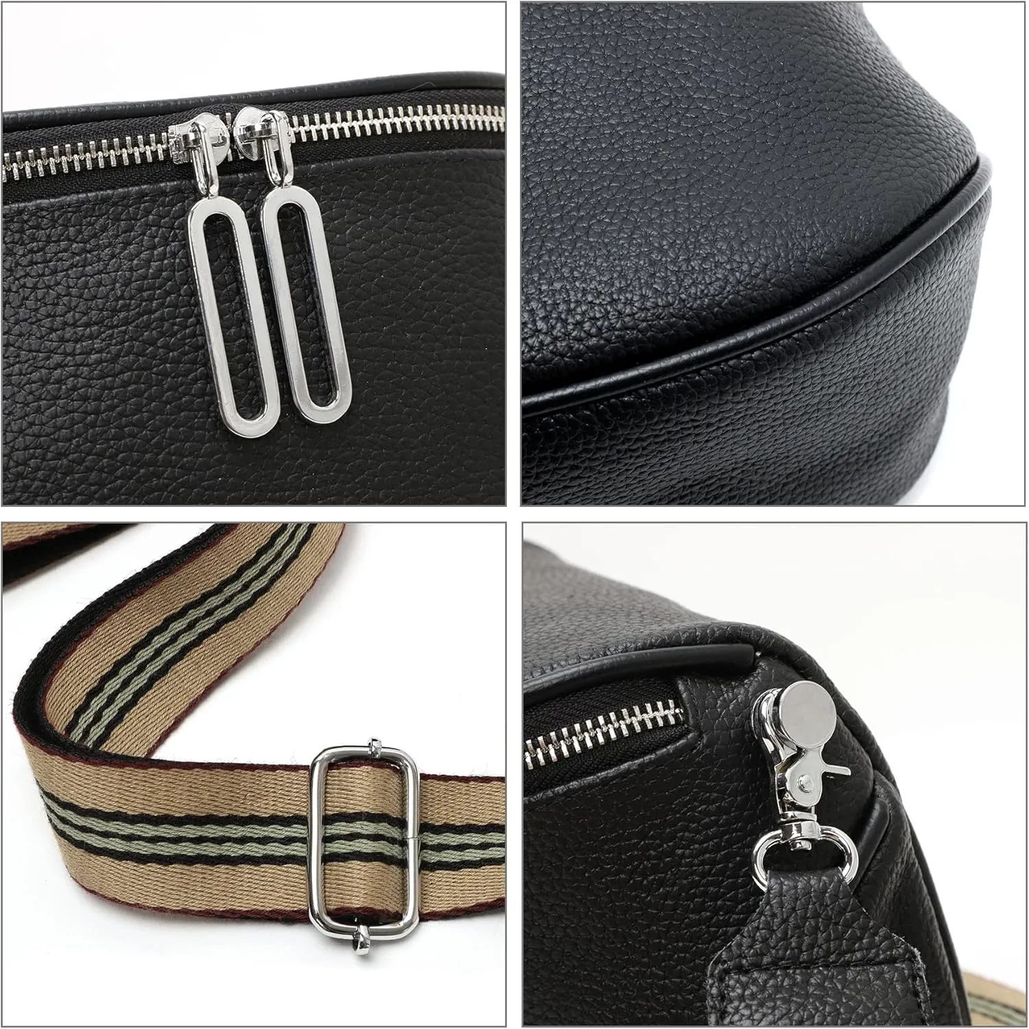 Fanny Pack Crossbody Bags For Women Genuine Leather Fashion Shoulder Handbag Belt Bag Waist Purse (Black01)