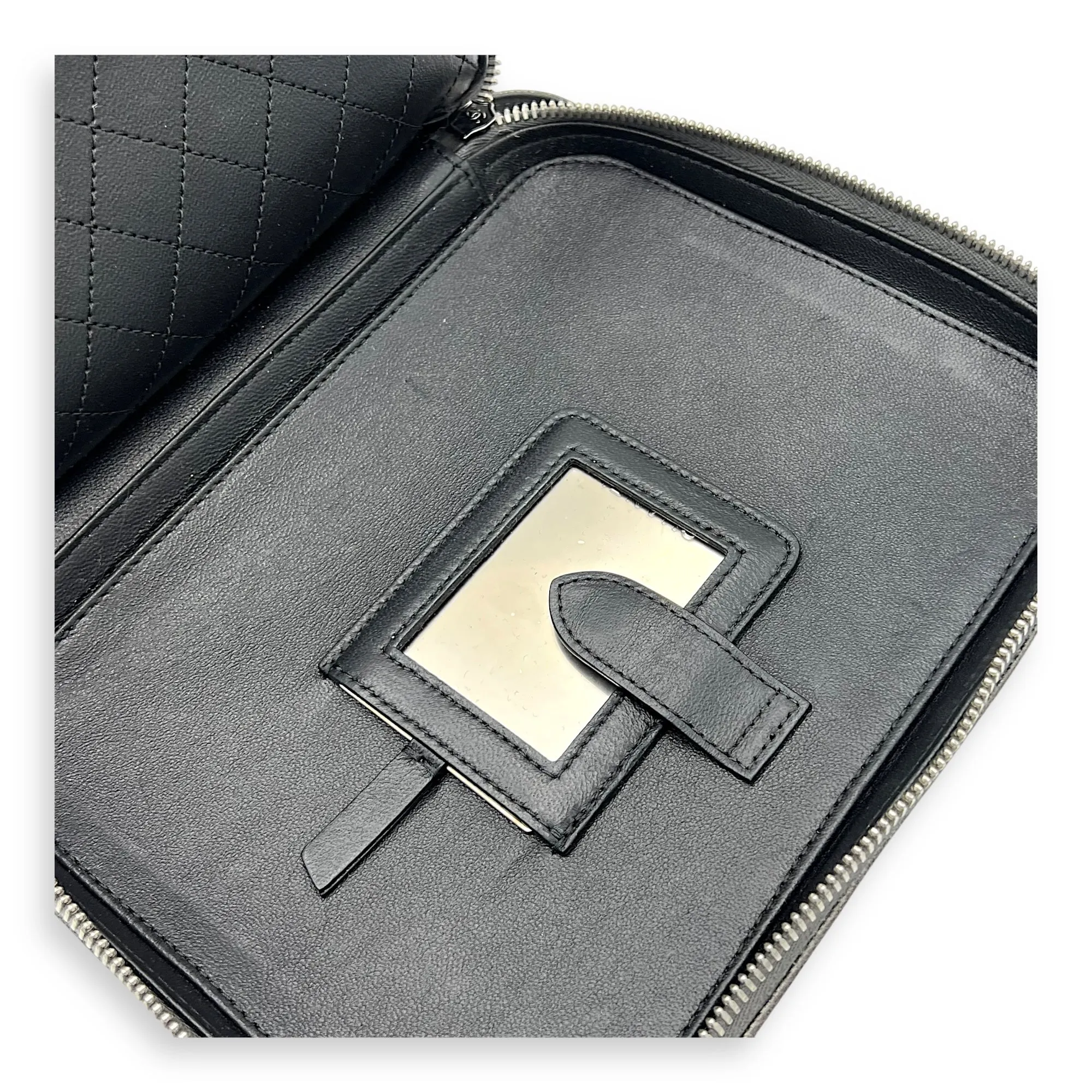 Filigree Vanity Bag Silver in Caviar Leather, Silver hardware