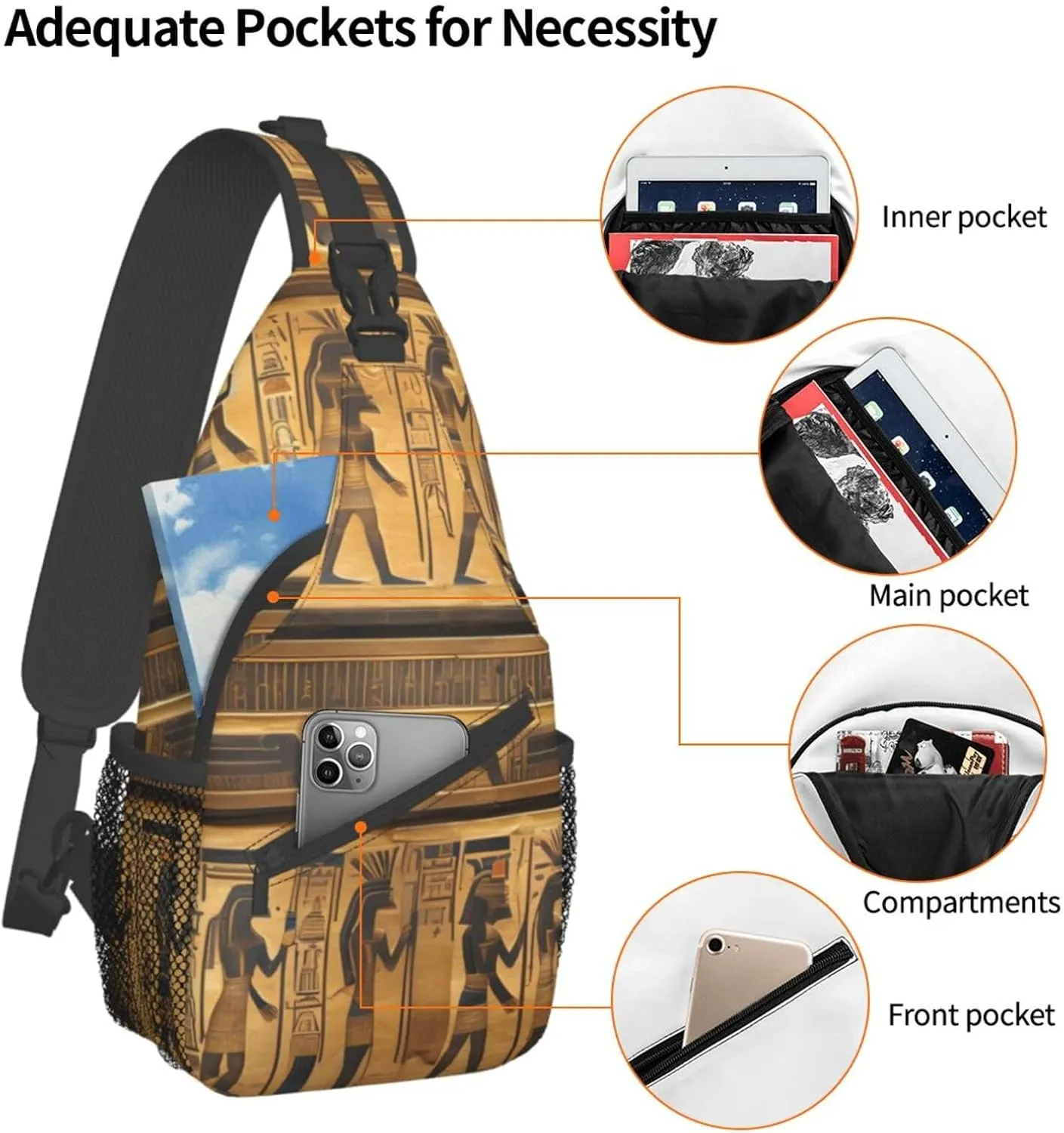 Fishing Lure Style Print Crossbody Sling Backpack For Women Men,Sling Bag Travel Hiking Chest Bag Daypack
