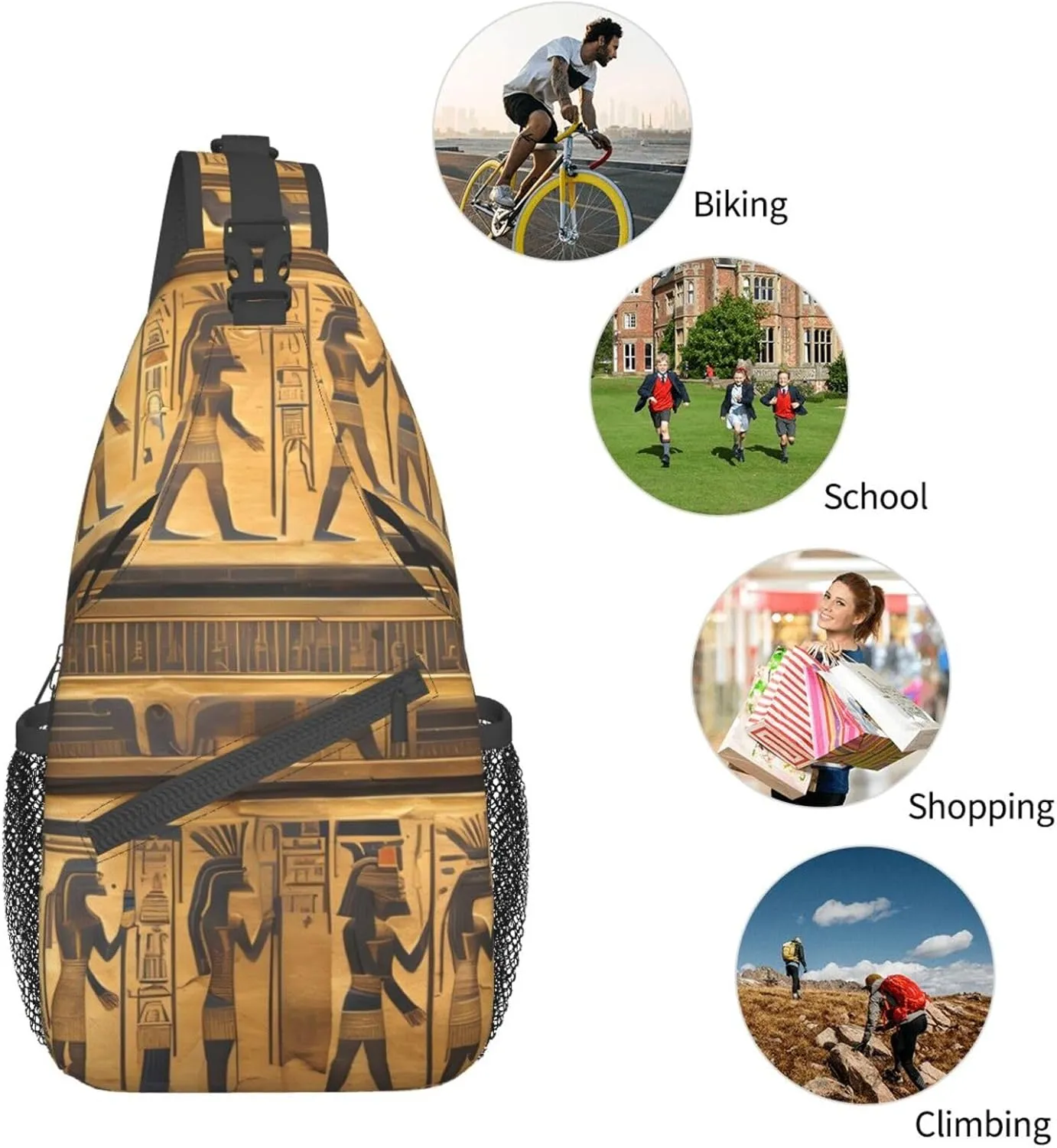 Fishing Lure Style Print Crossbody Sling Backpack For Women Men,Sling Bag Travel Hiking Chest Bag Daypack