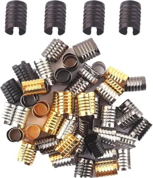 Foldable Metal End Fasteners Crimp with Cylindrical Openings Leather Rope Clips for Jewelry Making, Bags Caps DIY Crafts 200pcs 8mm (Black-200Pcs)