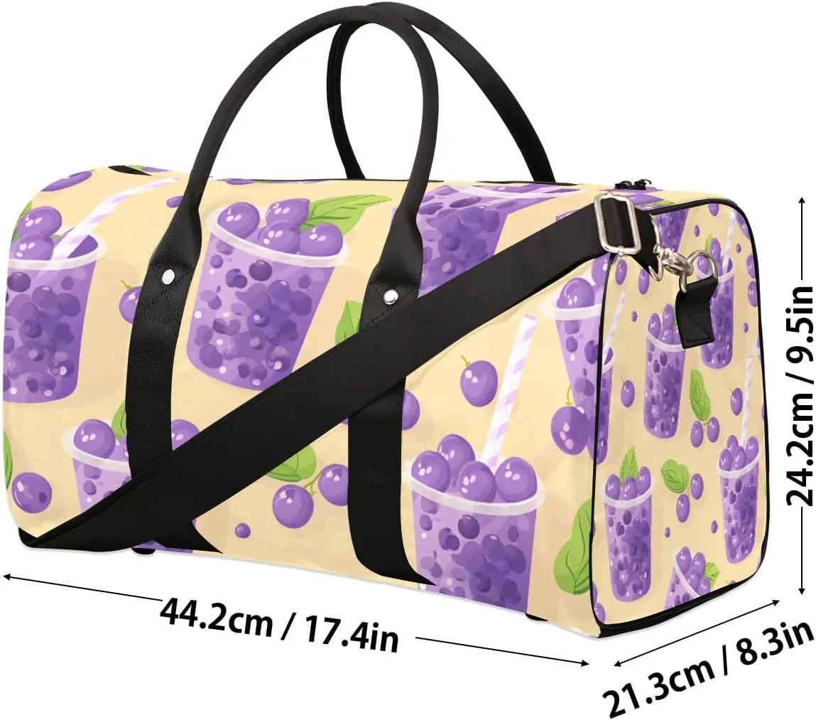 Foldable Travel Bag Blueberry Juice Print Lightweight Carry On Bags for Airplanes Waterproof Travel Duffle Bag For Gym Weekend Overnight
