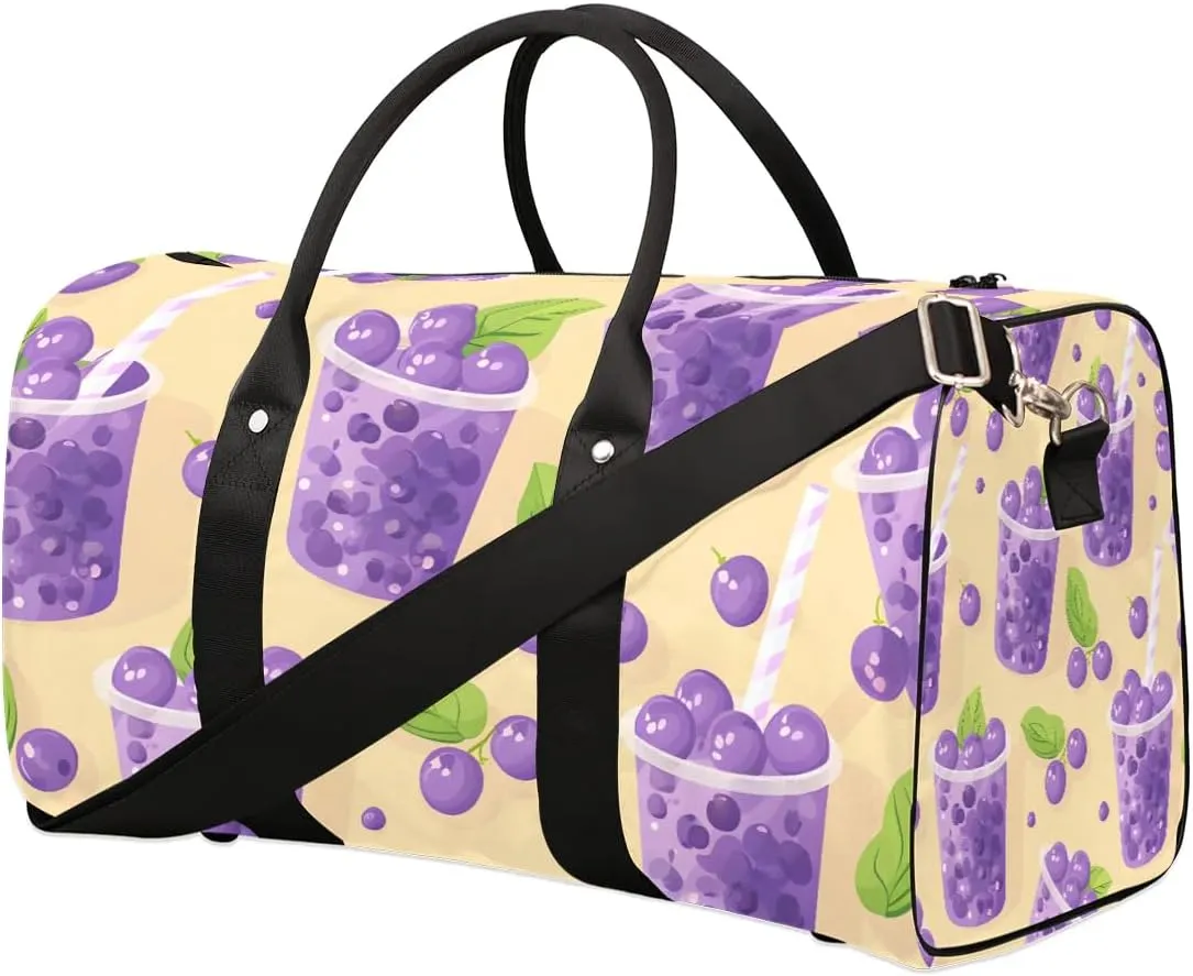 Foldable Travel Bag Blueberry Juice Print Lightweight Carry On Bags for Airplanes Waterproof Travel Duffle Bag For Gym Weekend Overnight
