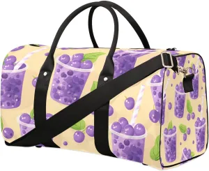Foldable Travel Bag Blueberry Juice Print Lightweight Carry On Bags for Airplanes Waterproof Travel Duffle Bag For Gym Weekend Overnight