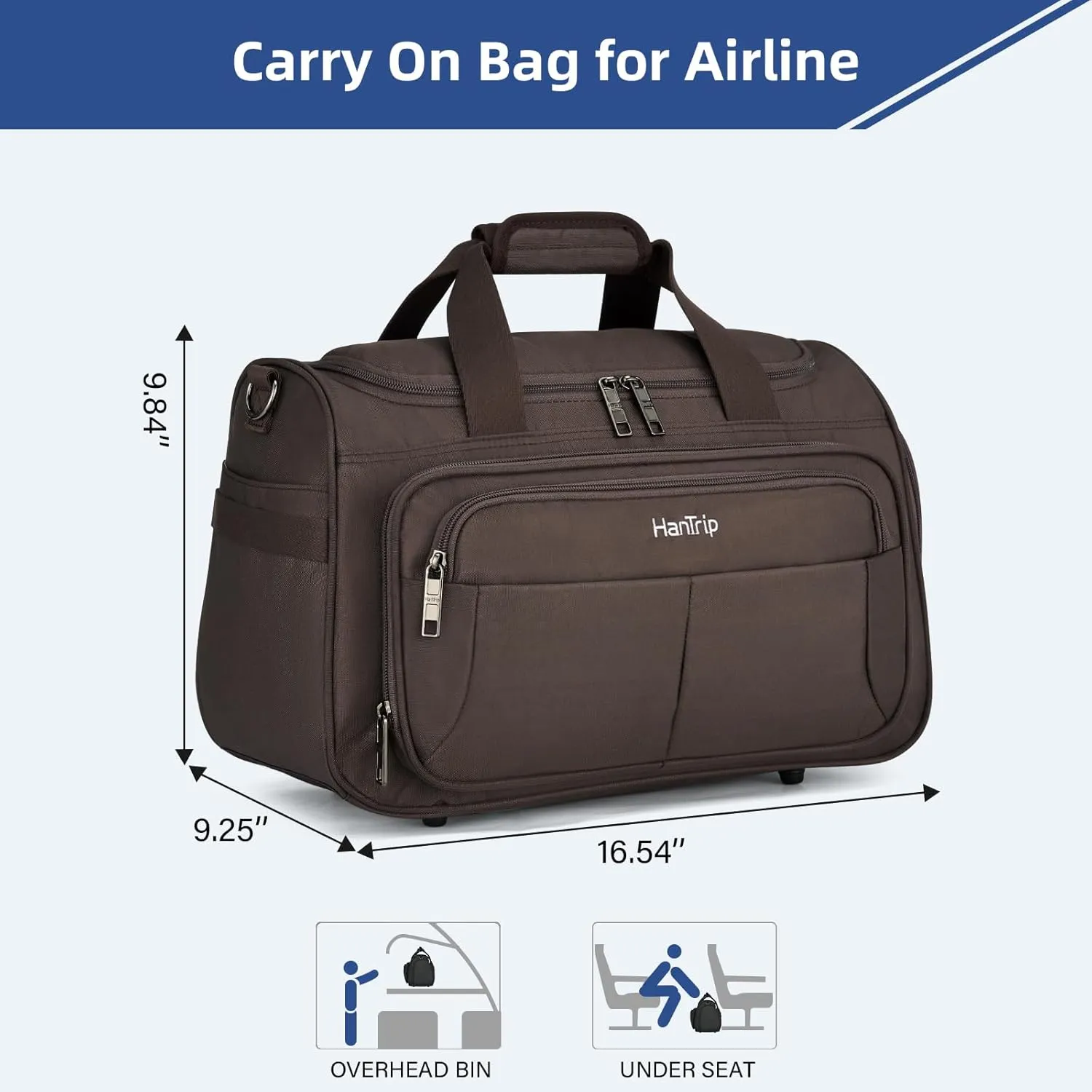 Foldable Underseat Carry On Luggage Bags for Travel Lightweight Overnight Weekender Bag for Women Men Travel Tote Bag (Coffee)