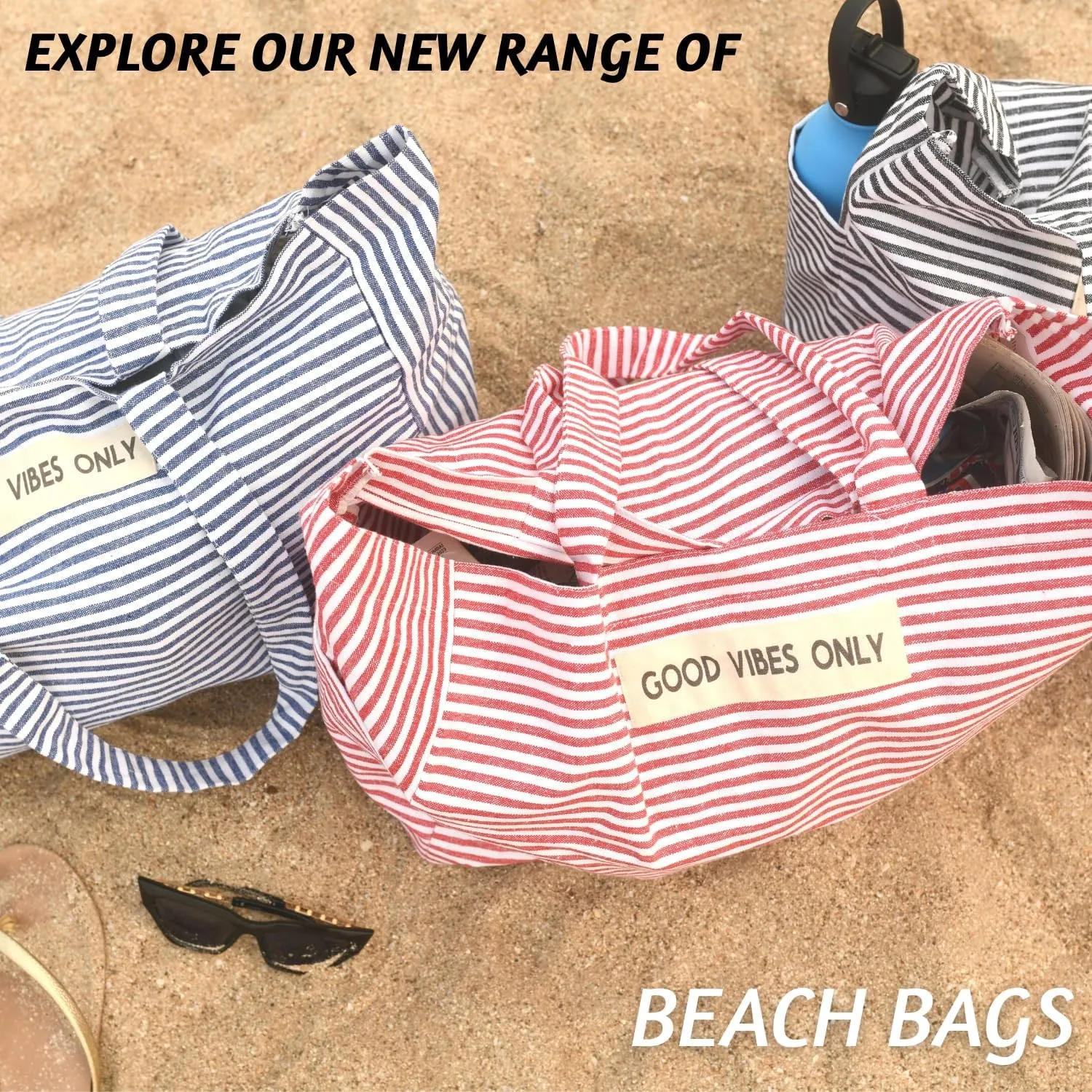 Folkulture Beach Bag for Women | 17 x 14 Inch - 100% Cotton Beach Tote Bag with Zipper Pocket Inside, Large Woven Pool Bag