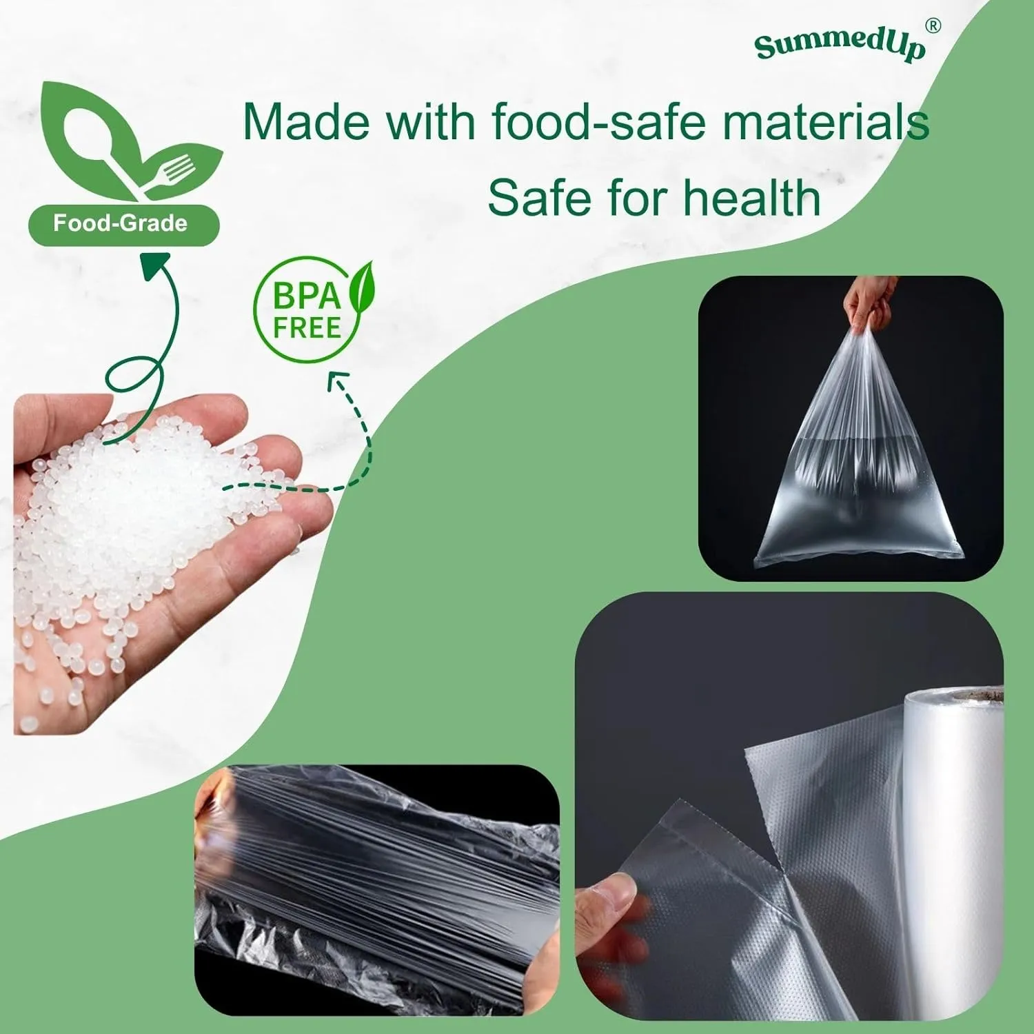 Food Storage Bags 14" x 18" 2 Gallons Clear Plastic Bag Roll Food-grade Plastic Produce Bag roll for lunches, Freezer & Oven-Safe PE bags for Kitchen Use, Fruits, Meat, Sandwich Bags 230/Roll