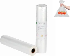 Food Storage Bags 14" x 18" 2 Gallons Clear Plastic Bag Roll Food-grade Plastic Produce Bag roll for lunches, Freezer & Oven-Safe PE bags for Kitchen Use, Fruits, Meat, Sandwich Bags 230/Roll