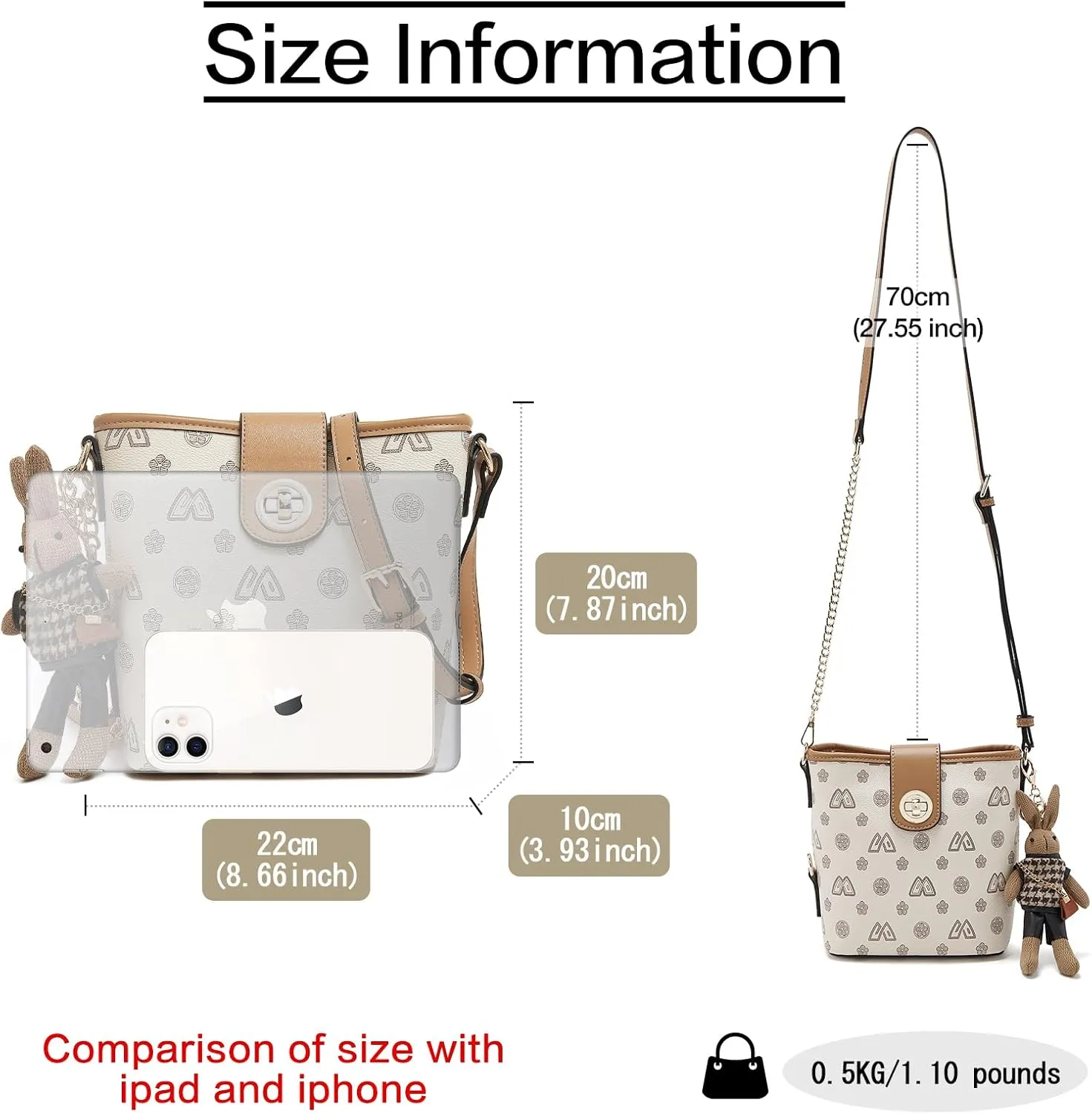 FOXLOVER PVC Crossbody Bags for Women Doll Hanging Decoration Small Top-handle Purses Lightweight