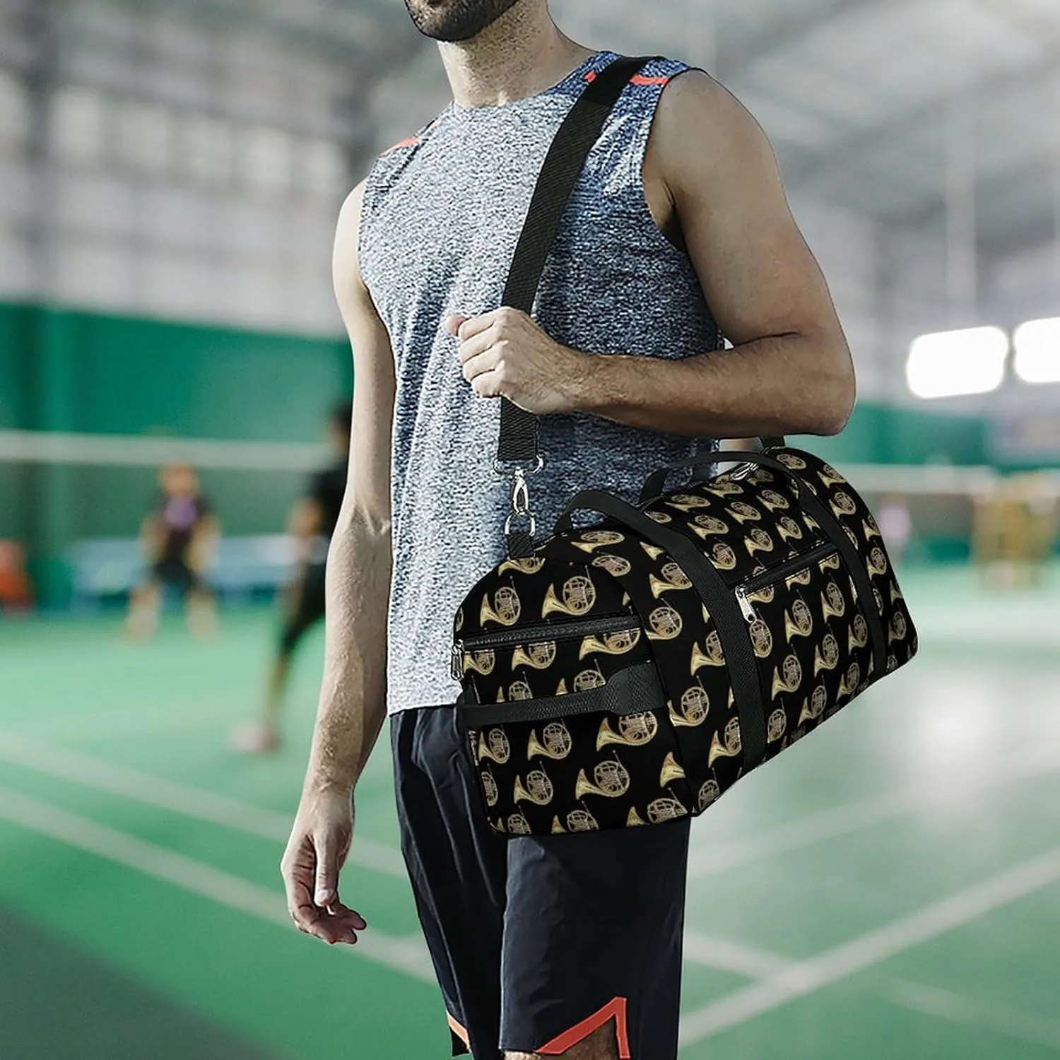 French Horns Golden Musical Instrument Black A Fitness Bag with Large Storage Space Is Suitable for Portable Outdoor Use