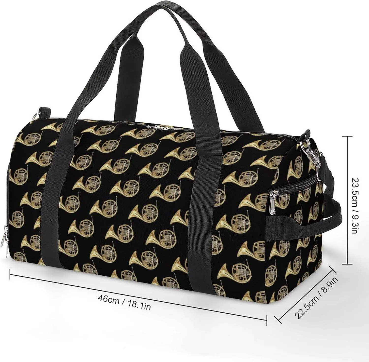 French Horns Golden Musical Instrument Black A Fitness Bag with Large Storage Space Is Suitable for Portable Outdoor Use