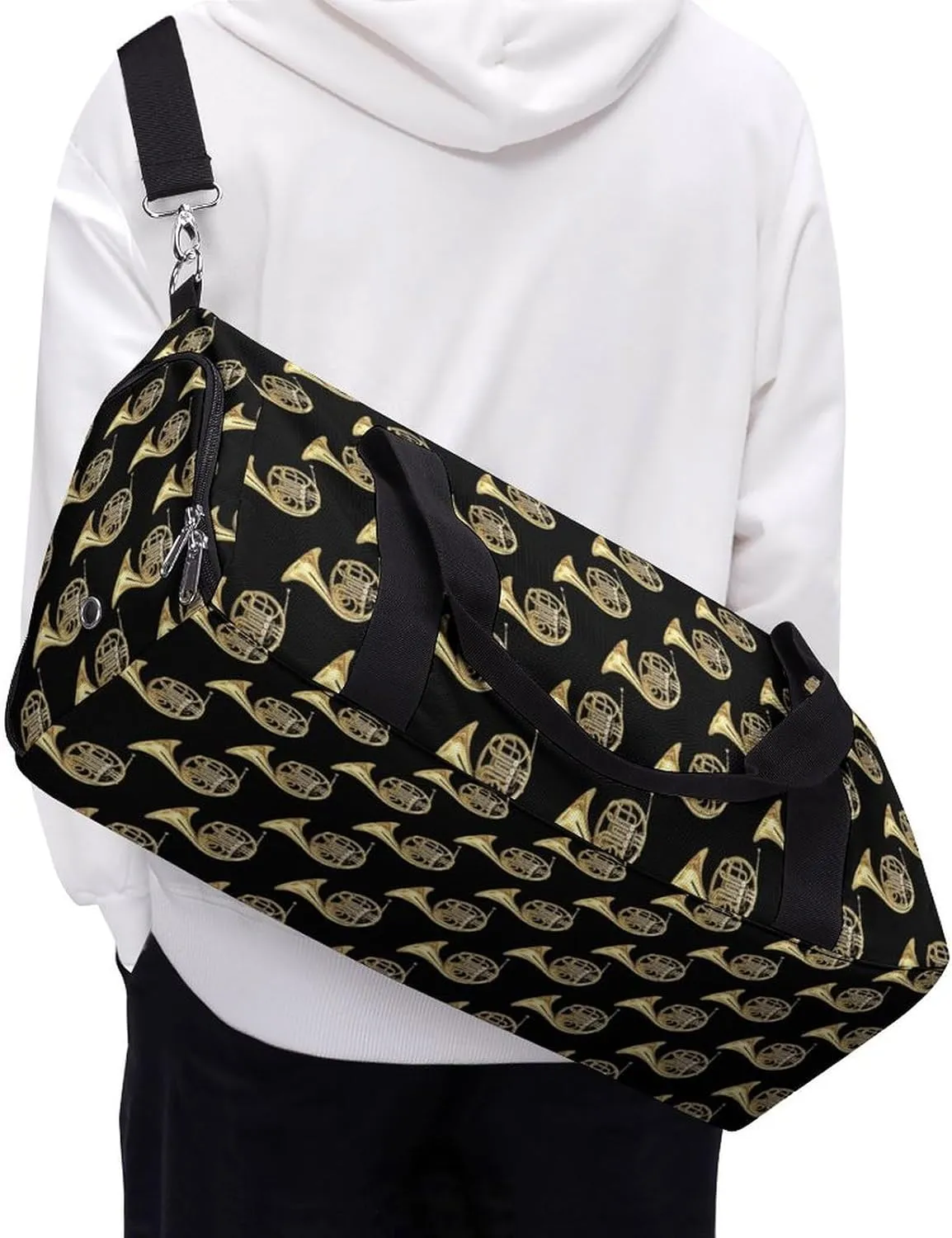 French Horns Golden Musical Instrument Black A Fitness Bag with Large Storage Space Is Suitable for Portable Outdoor Use