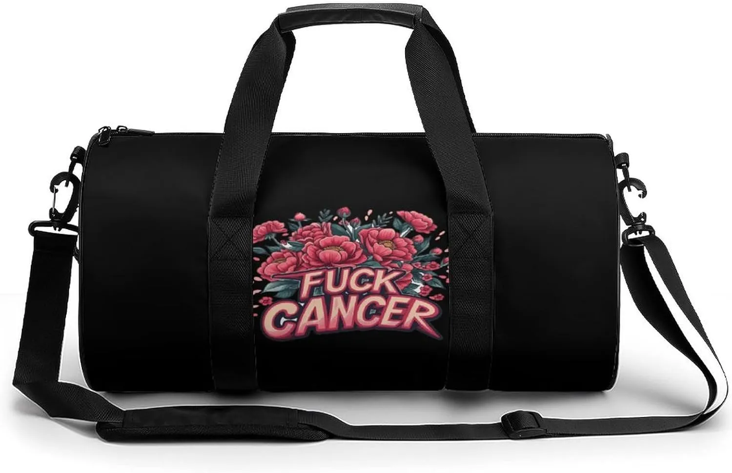 Fuck Cancer Breast Cancer Awareness Lightweight Gym Bag for Men Women Travel Duffel Bag Sports Workout Bag with Adjustable Strap