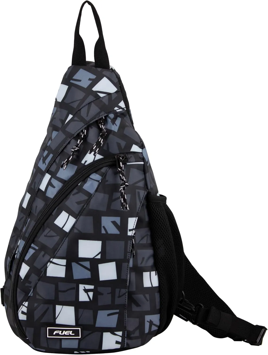 FUEL Sling Bag Hiking Travel Backpack Crossbody Chest Daypack for Men and Women Large Riptide Lightweight Warped Blocks