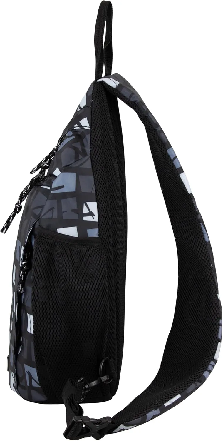 FUEL Sling Bag Hiking Travel Backpack Crossbody Chest Daypack for Men and Women Large Riptide Lightweight Warped Blocks