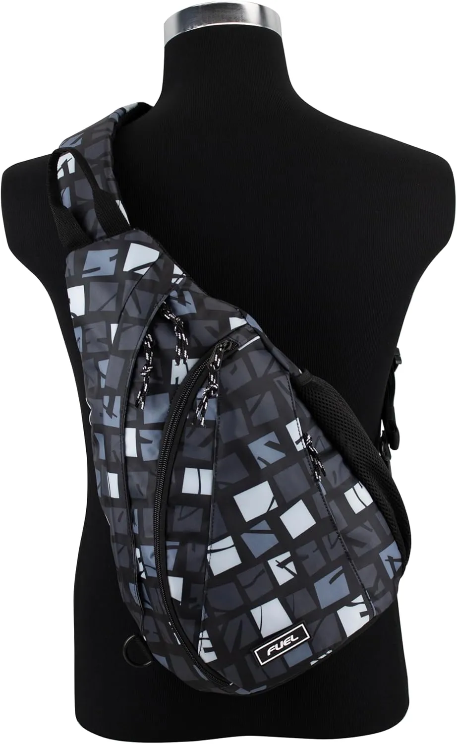 FUEL Sling Bag Hiking Travel Backpack Crossbody Chest Daypack for Men and Women Large Riptide Lightweight Warped Blocks