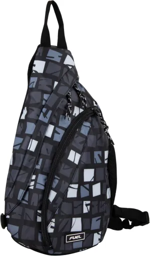 FUEL Sling Bag Hiking Travel Backpack Crossbody Chest Daypack for Men and Women Large Riptide Lightweight Warped Blocks