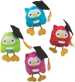 Fun Express Graduation Plush Round Owl - 12 Pieces - Educational and Learning Activities for Kids