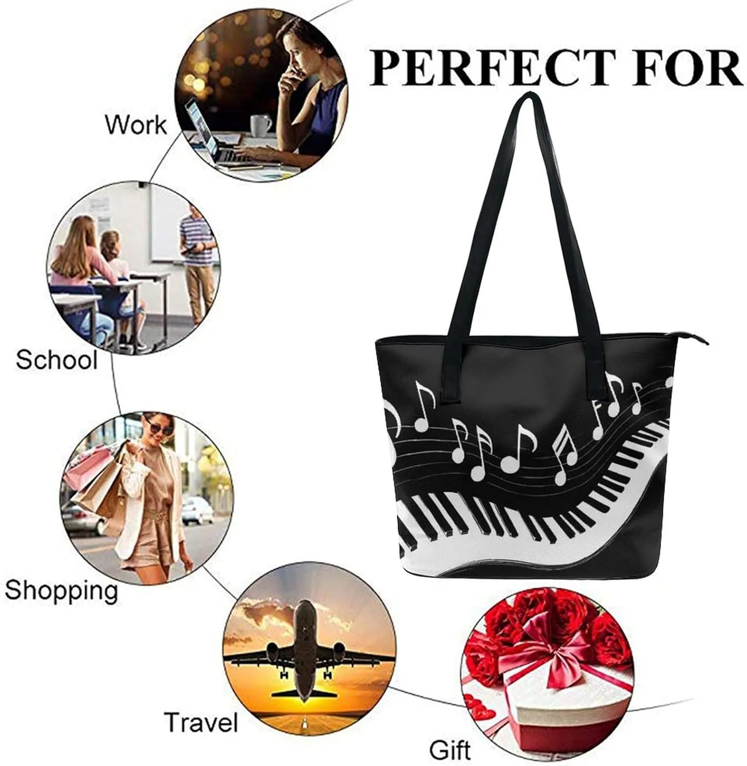 Funny Lightweight Tote Bag, Women's Large Capacity Handbag with Long Handle for Travel, Work, Shopping
