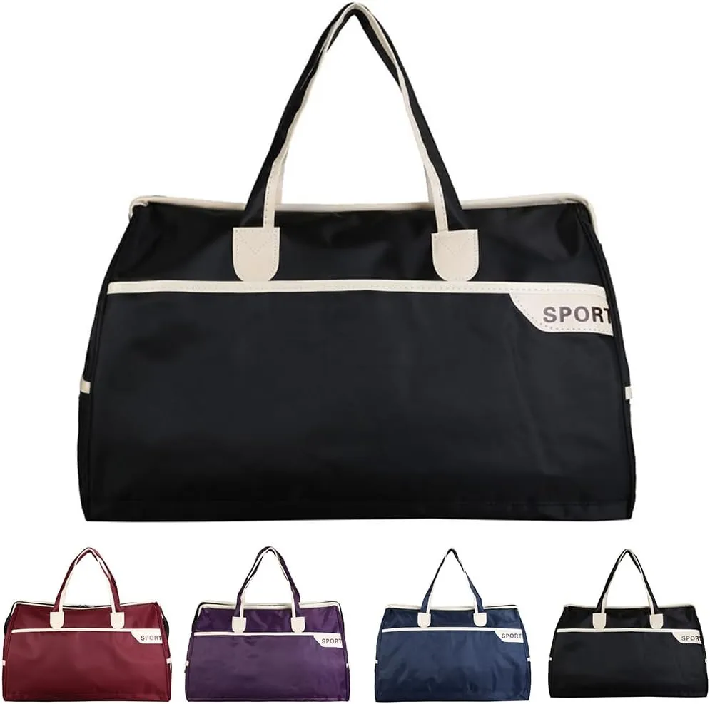 FUNSEED Large Travel Duffel Bags, Carry-on Luggage for Women and Men, 18.5×8.6×12.6 Gym Sports Personal Item Bag (Black)