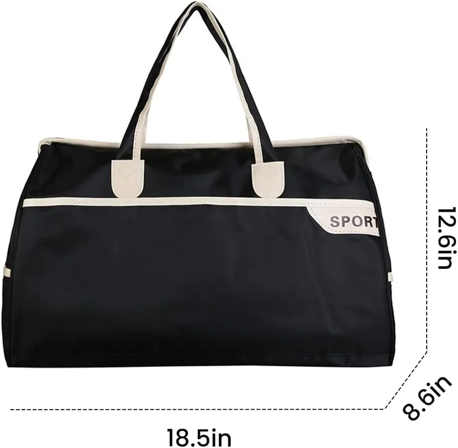 FUNSEED Large Travel Duffel Bags, Carry-on Luggage for Women and Men, 18.5×8.6×12.6 Gym Sports Personal Item Bag (Black)