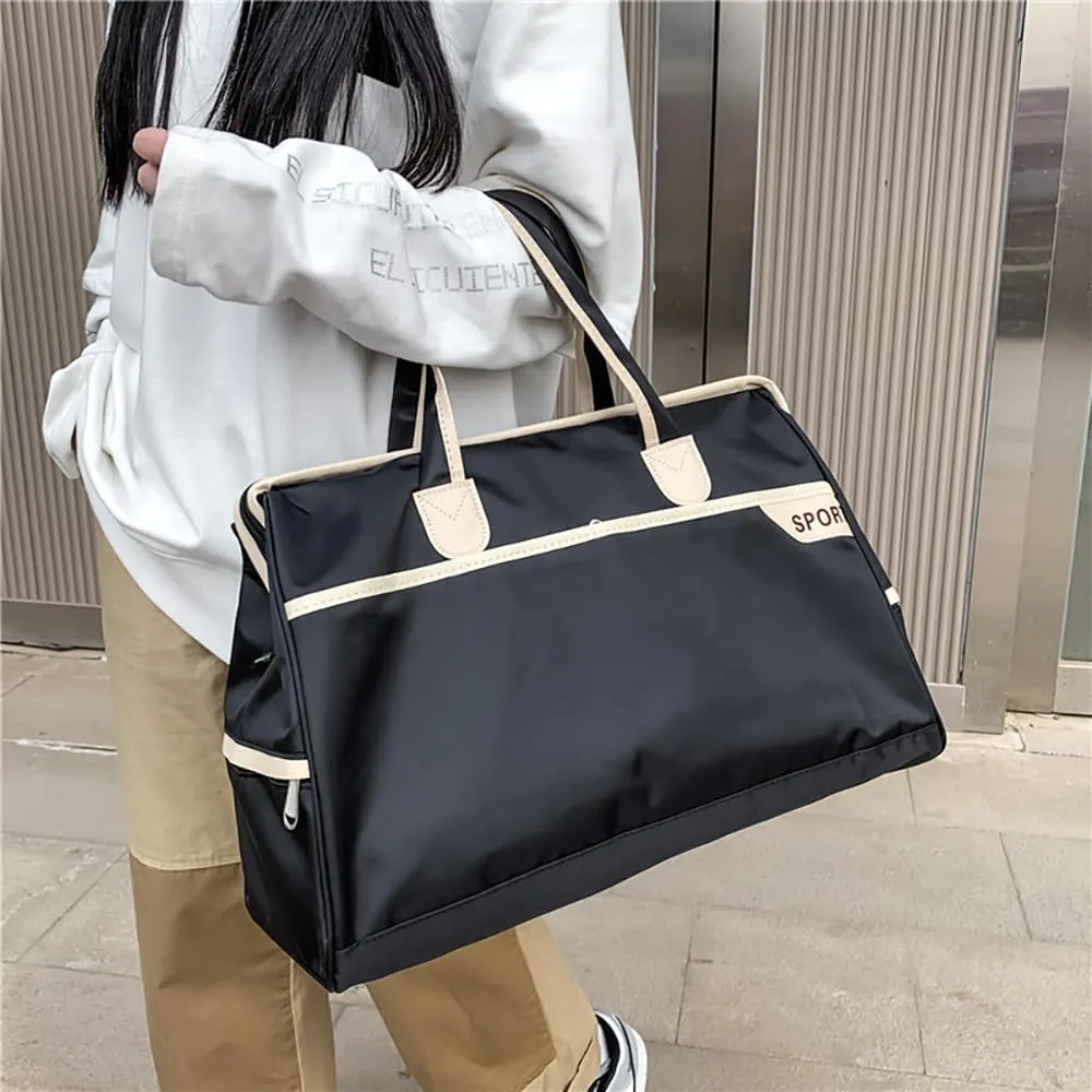 FUNSEED Large Travel Duffel Bags, Carry-on Luggage for Women and Men, 18.5×8.6×12.6 Gym Sports Personal Item Bag (Black)