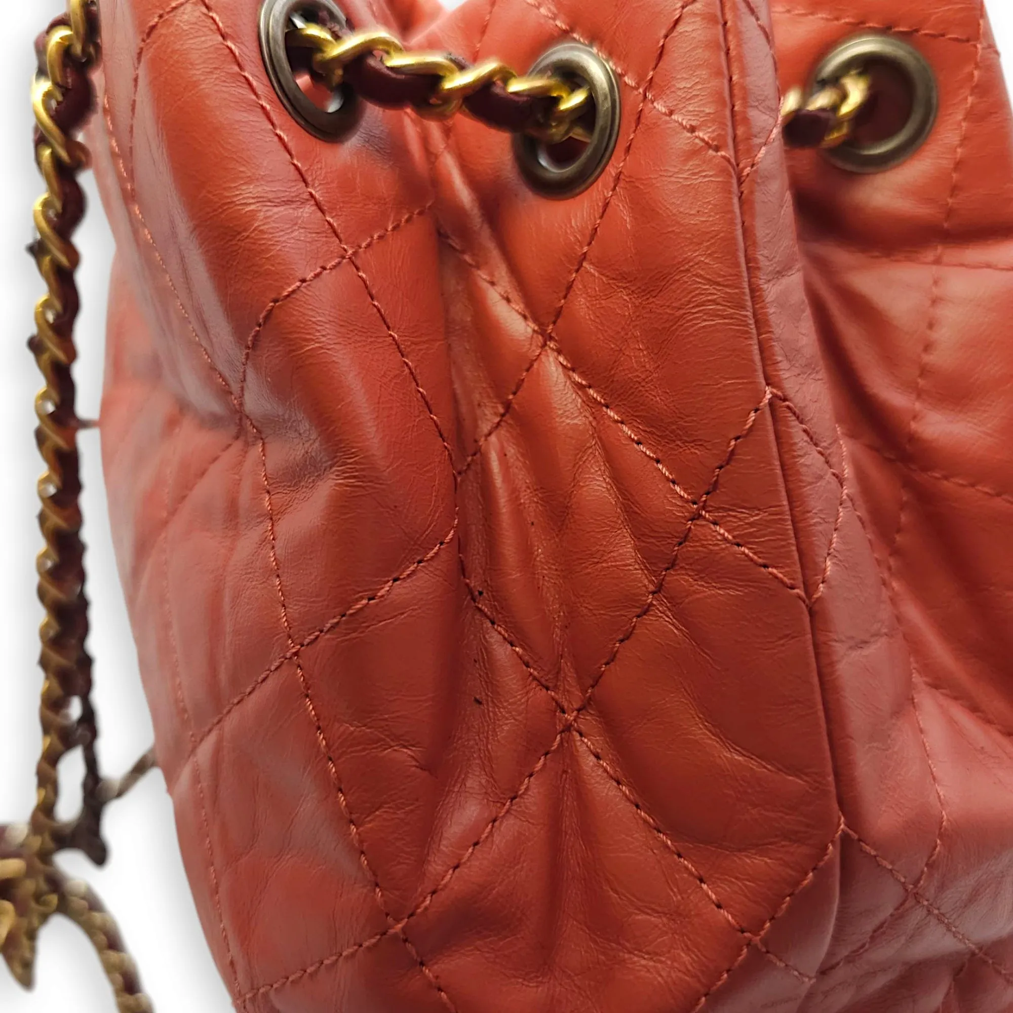 Gabrielle Raspberry Backpack in Calfskin, Gold/Ruthenium/Silver hardware