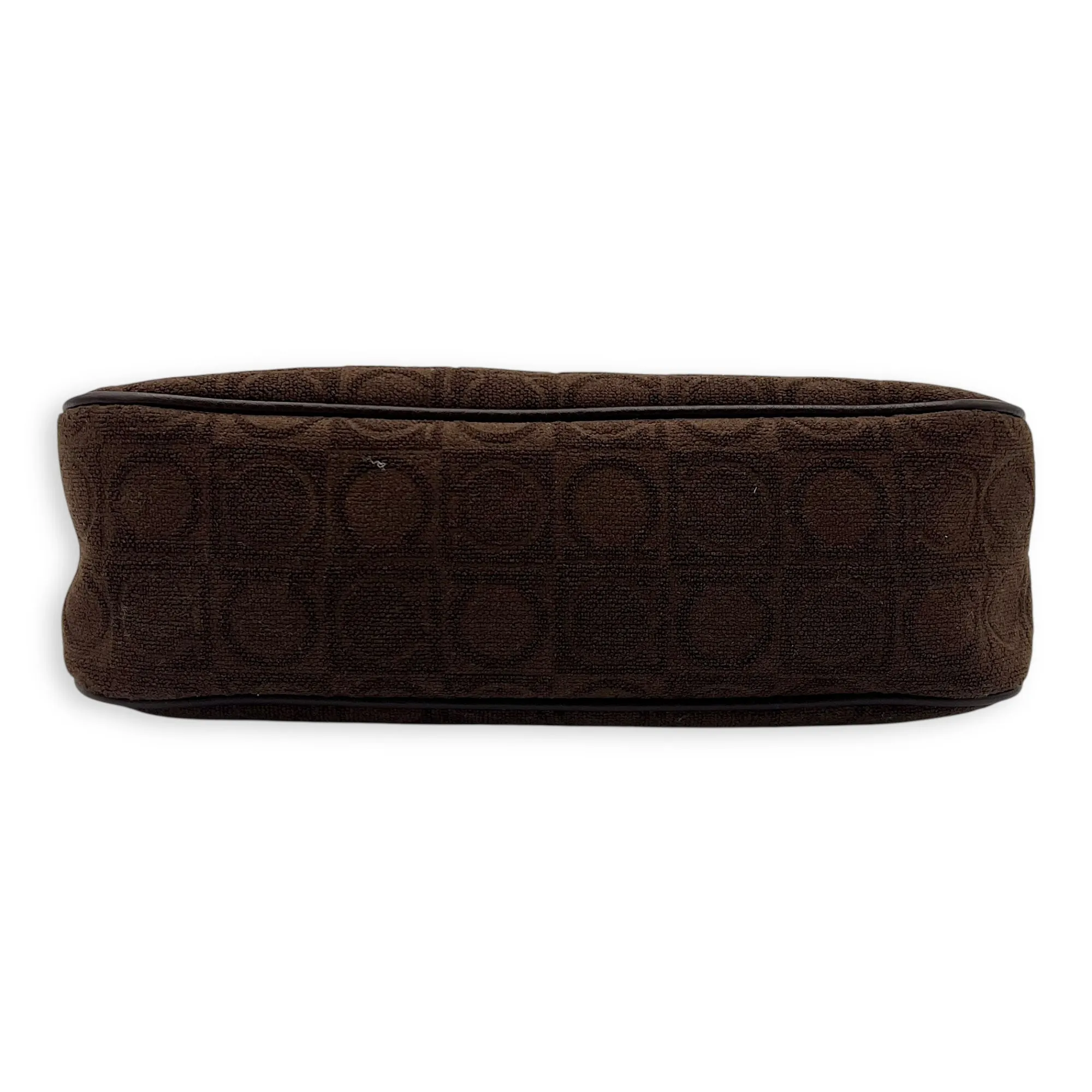 Gancini Brown Shoulder Bag in Fabric, Silver hardware
