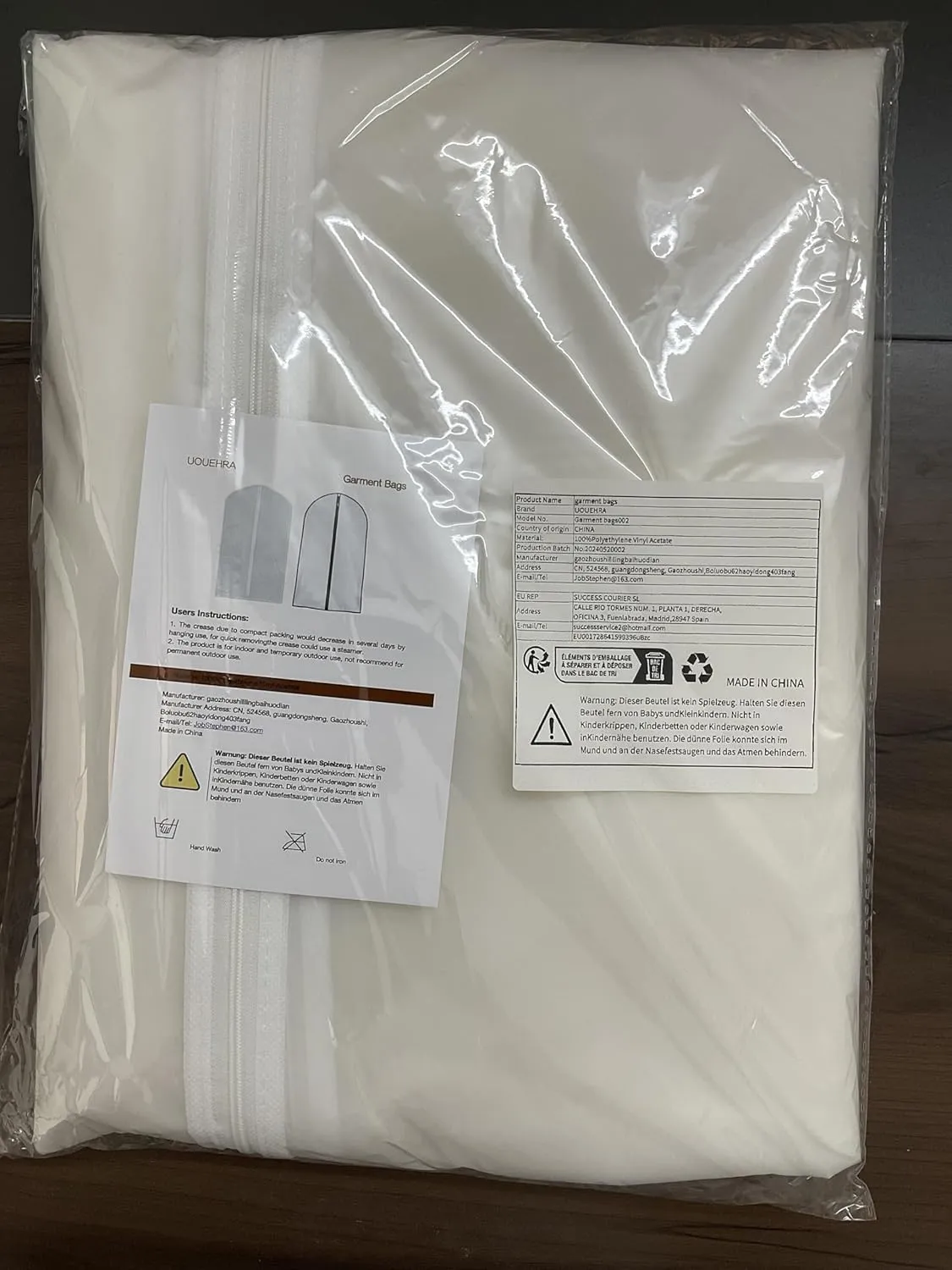 Garment Bag Covers 24''X54'' Lightweight White PEVA Breathable Bags (Pack of 6) with Study Full Zipper for Closet Clothes Storag (24''X55'', White)