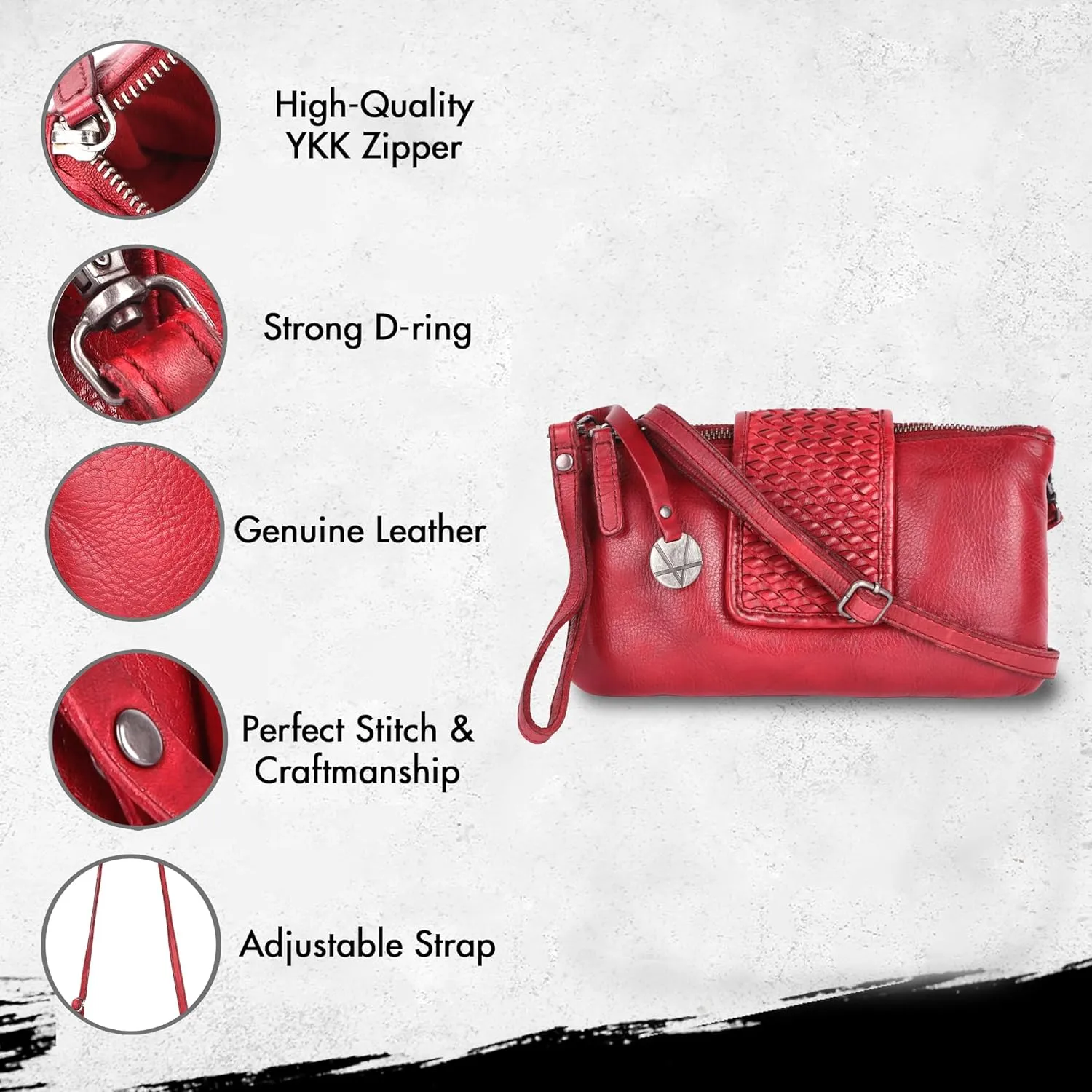 Genuine Leather Crossbody Sling Bag for Women - Trendy Casual Office Bag with Adjustable Strap